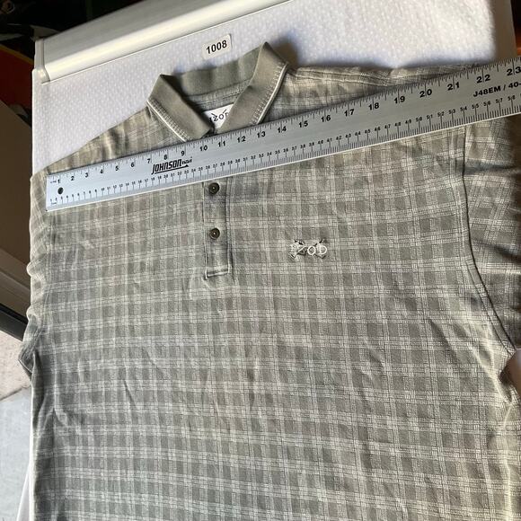 IZOD Men’s Short Sleeve Collared Polo Shirt size L, Green Check, Thick Fabric - Picture 2 of 6
